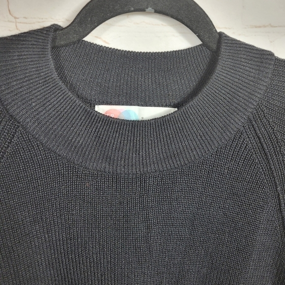 Free People Beach Mock Neck Long Sleeve Knit Midi Dress in Black Small - Picture 5 of 9